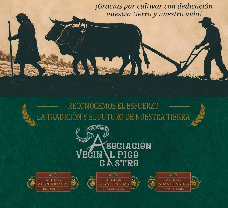 Aldeas Abandonadas Inmobiliaria Premio reconocimiento por su compromiso con el mundo rural en Illano, Asturias. La Asociación Xente de la Terra Vecinal Pico Castro,  reconoce el esfuerzo, la tradición, la apuesta por el futuro y el poblamiento rural.